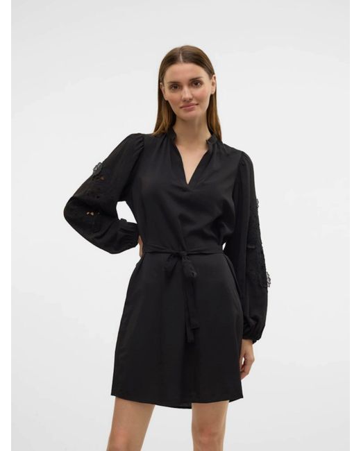 Vero Moda Black Midikleid VMJOSEFINE (1-tlg) Drapiert/gerafft