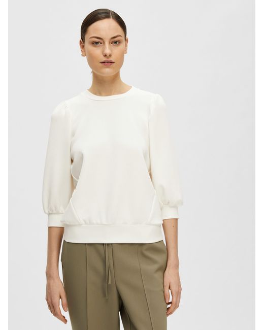 SELECTED White Langarmbluse