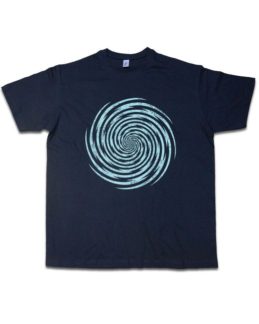Urban Backwoods Print- Spiral Lightning T-Shirt Spirale Hypnose Kreisel Kreis in Blue für Herren