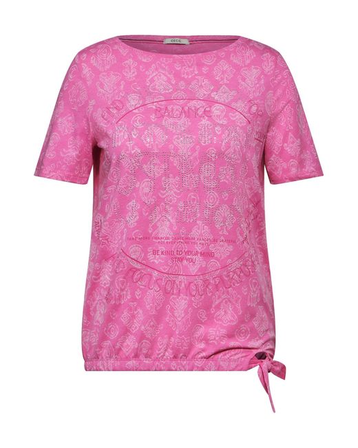 Cecil Pink Kurzarmshirt Burnout Shirt with FP