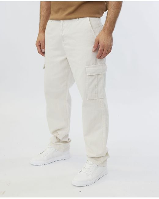 DENIM HOUSE Cargojeans Einfarbige Baggy Cargo Jeans Freizeithose Loose Fit Creme W32/L34 in White für Herren