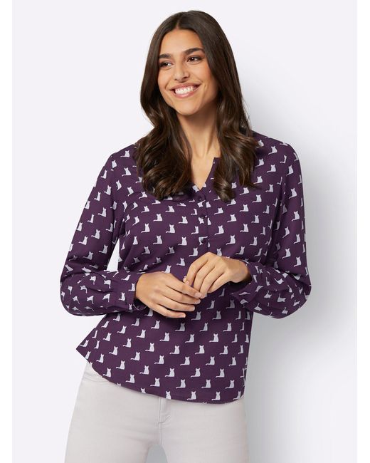 Sieh an! Purple Klassische Langarm-Bluse