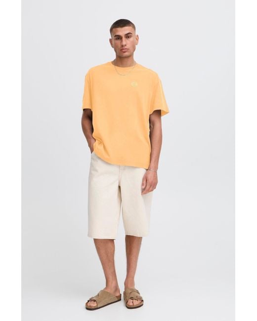 Solid Rundhalsshirt SDPAVEL Casual T-shirt mit Back print in Orange für Herren