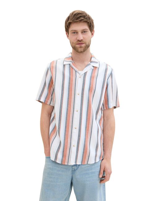 Tom Tailor Kurzarmshirt striped shirt in White für Herren
