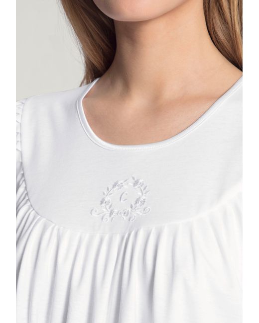 Calida White Nachthemd Soft Cotton Schlafhemd ca. 110 cm lang, Comfort Fit, Raglanschnitt
