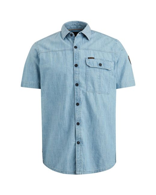 PME LEGEND T- Short Sleeve Shirt Indigo Chambray in Blue für Herren
