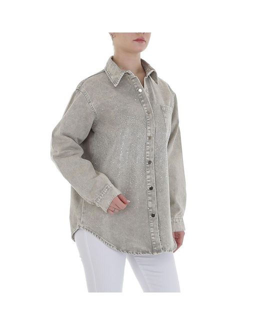 Ital-Design Gray Stylische bluse mit Glitzerdetails und bequemem Schnitt