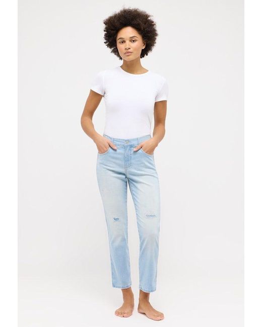 ANGELS 7/8-Jeans CICI CROP SLIT SPARKLE bleached blue used destroyed