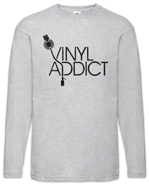 Urban Backwoods Langarmshirt Schallplattey Addict Langarm T-Shirt Schallplatte Club Disco Retro in Gray für Herren