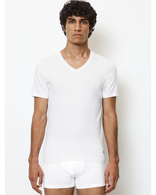 Marc O' Polo Essentials (2-tlg) t-shirt -ausschnitt v-neck in White für Herren