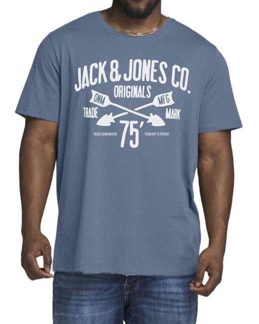 Jack & Jones Print- (Spar-Set, 3er-Pack) Big Size Shirt, Übergröße aus Baumwolle in Black für Herren