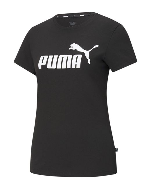 PUMA Black T-Shirt ESS Logo Kurzarmshirt (1-tlg)