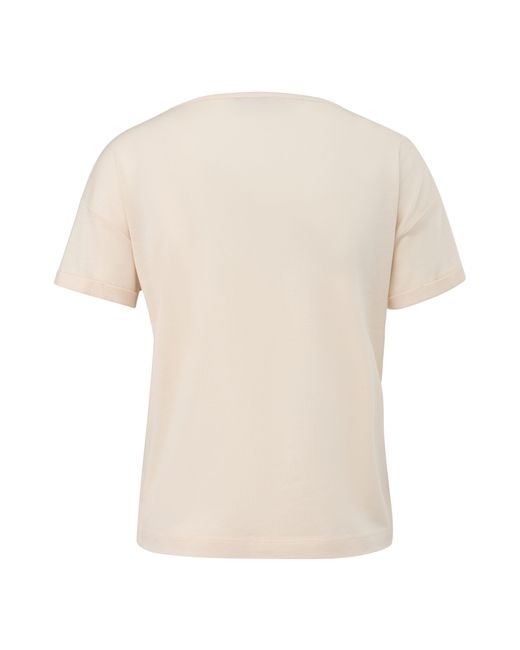 Comma, Natural Kurzarmshirt T-Shirt aus feinem Strickjersey Logo