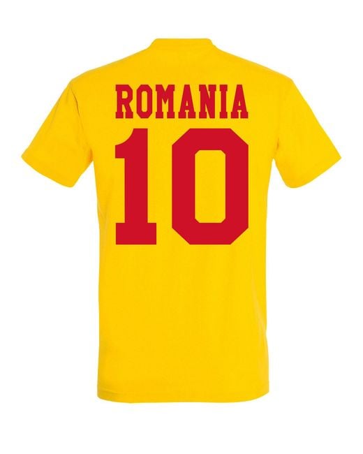 Youth Designz Rumänien T-Shirt Trikot mit trendigem Print in Yellow für Herren
