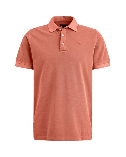 PME LEGEND T-Shirt Short sleeve polo Pique garment dy in Orange für Herren