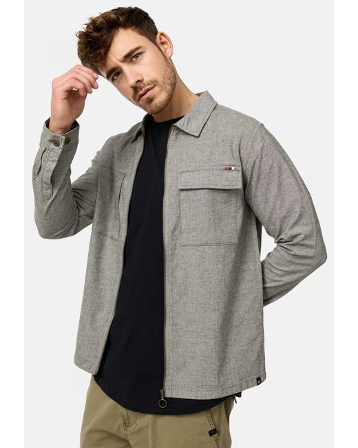 INDICODE Langarmhemd INEuron in Gray für Herren