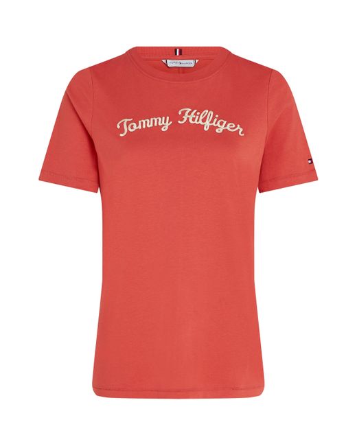 Tommy Hilfiger Red T-Shirt CRV REG SCRIPT TEE SS Große Größen
