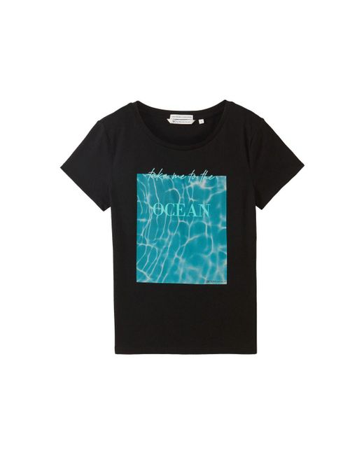 Tom Tailor Black Fitted print T-Shirt