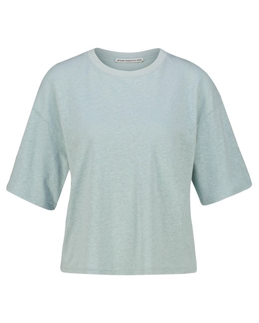 Drykorn Blue T-Shirt mit Leinen LILANI (1-tlg)