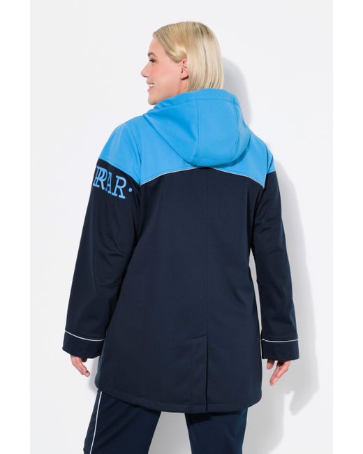 Ulla Popken Blue Funktionsjacke Softshell-Longjacke wasserabweisend 2-Wege-Zipper