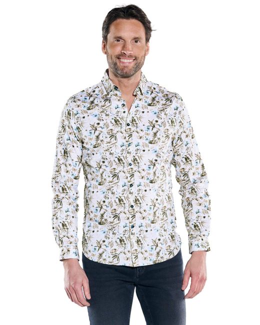ENGBERS GERMANY Langarmhemd Langarm-Hemd aus flexiblem Warenmaterial in White für Herren