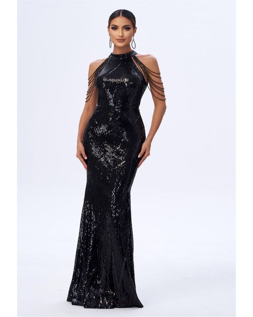 Moda Minx Blue Jerseykleid KALI im funkelnden Design