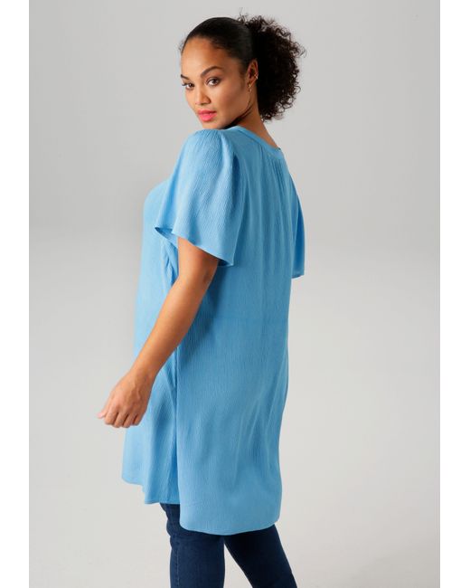 Aniston PLUS Blue Longbluse in trendiger Crepe-Qualität