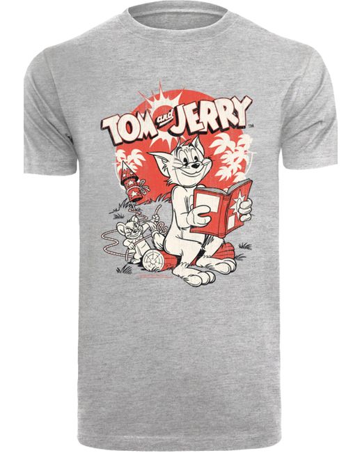 ,Premium Lyst und Grau | für Herren F4NT4STIC Merch,Regular-Fit,Basic,Bedruckt Tom in Jerry T-Shirt DE Prank Rocket