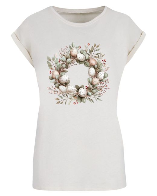 F4NT4STIC Natural Shirt Osterkranz Eierkranz Blumenring Premium Qualität