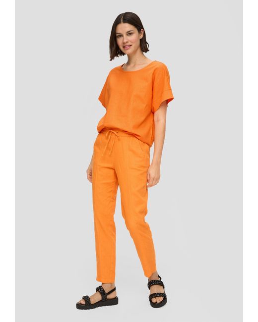 S.oliver Orange Shirttop Fabricmix-T-Shirt im Relaxed Fit