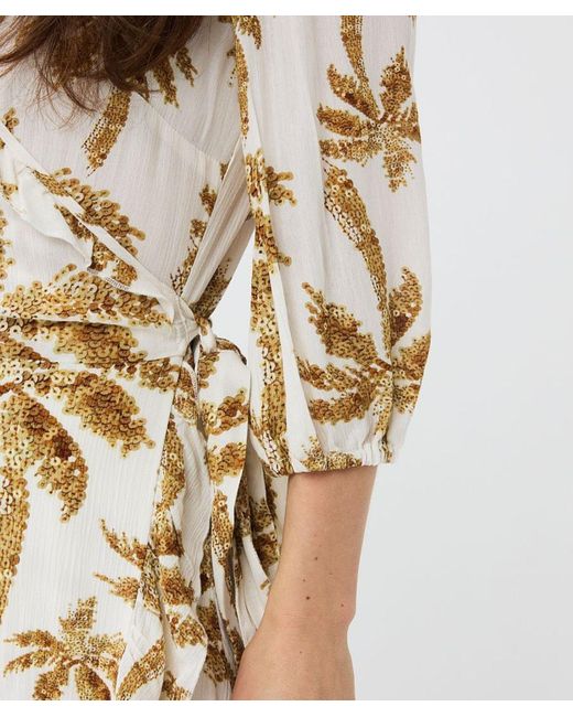 EsQualo Natural Sommerkleid Wickelkleid mit Palmenprint