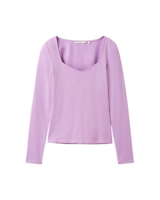 Tom Tailor Purple 3/4-Arm- T-Shirt with carree neckline
