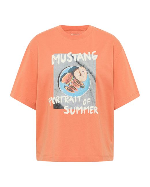 Mustang Orange Kurzarmshirt T-Shirt