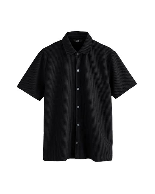 Next Kurzarmhemd Strukturiertes, smartes Jersey-Hemd (1-tlg) in Black für Herren