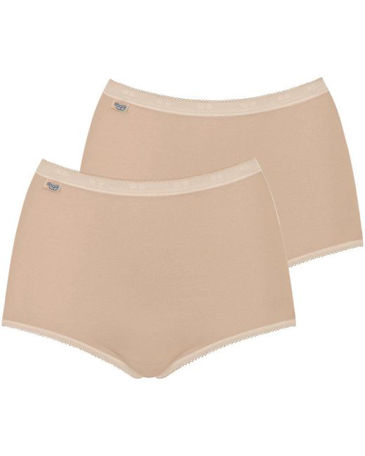 Sloggi Natural Maxislip Basic+ (2Er Pack) Perfekter Sitz, Baumwollmix, Elastisch, Weiche Nähte