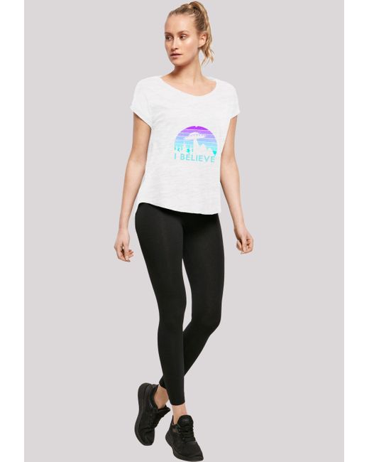 F4NT4STIC White Shirt I BELIEVE UFO Alien Raumschiff Retro Premium Qualität