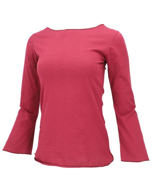 Guru-Shop Pink Longsleeve Basic Langarmshirt, Yogashirt mit.. alternative Bekleidung