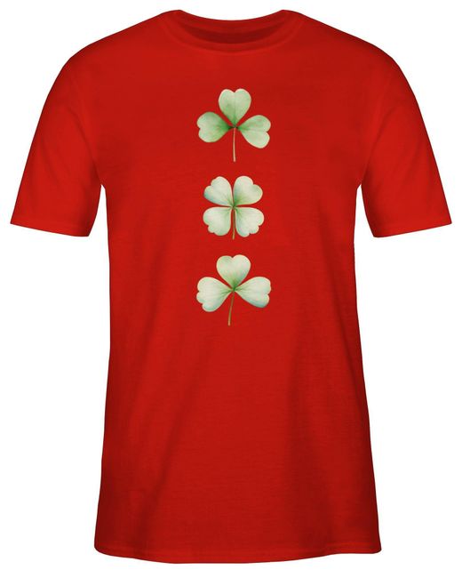 Shirtracer T-Shirt I Glücksbringer Geschenk Irisches Kleeblatt St. Patricks Day in Red für Herren