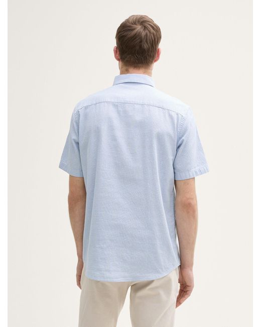 Tom Tailor Regular Fit Kurzarmhemd aus Baumwolle in Blue für Herren
