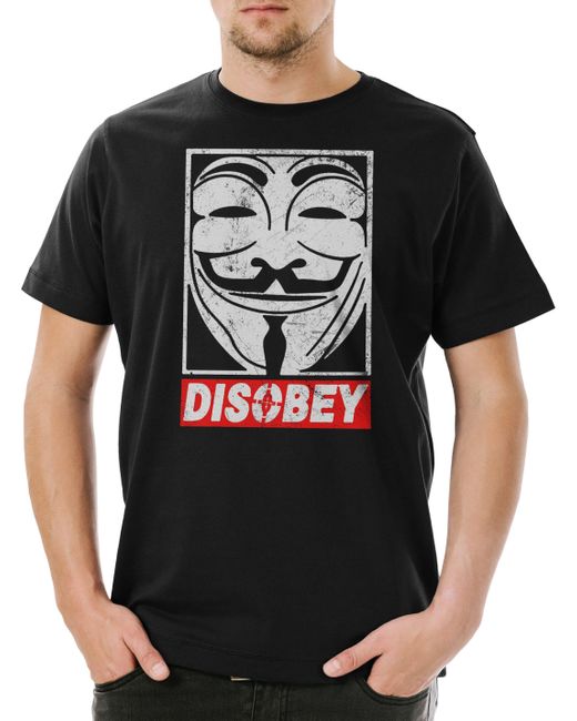 Urban Backwoods Print- Anonymous Disobey T-Shirt We Are Guy For Fawkes V Hacker Mask in Black für Herren