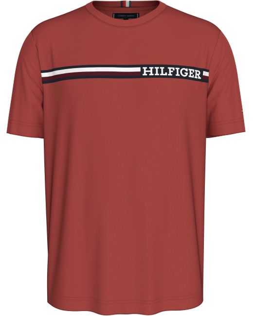 Tommy Hilfiger T-Shirt BT-CHEST STRIPE TEE-B Große Größen mit Logostickerei in Red für Herren
