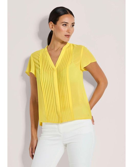 Madeleine Yellow Kurzarmbluse Kurzarm-Bluse mit Biesen
