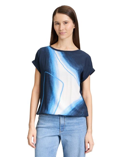 BETTY&CO Blue & Kurzarmshirt Betty & Co Casual-Shirt mit Print (1-tlg) Materialmix