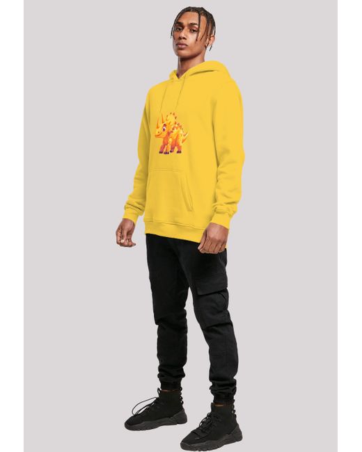 F4NT4STIC Kapuzenpullover Süßer Triceratops Dinosaurier Premium Qualität in Yellow für Herren
