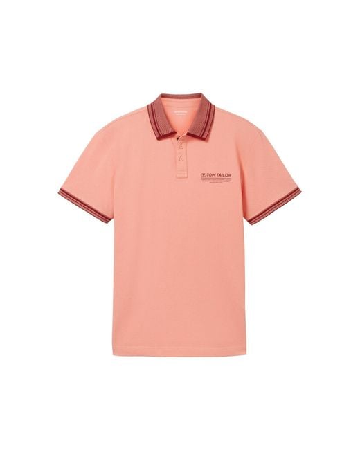 Tom Tailor Poloshirt mit Logo Print in Pink für Herren