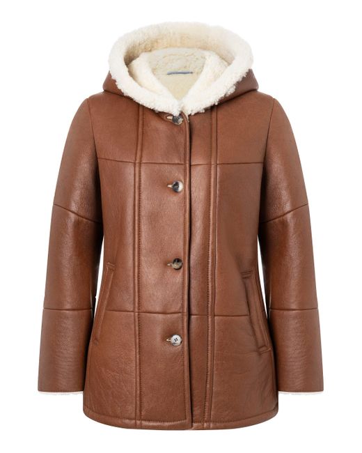 Valcuer 1887 Brown Lederjacke Vivi VC (1-St) aus echtem Leder