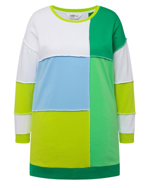 Angel of Style Green Sweatshirt Sweater Colorblocking-Druck Rundhals Langarm