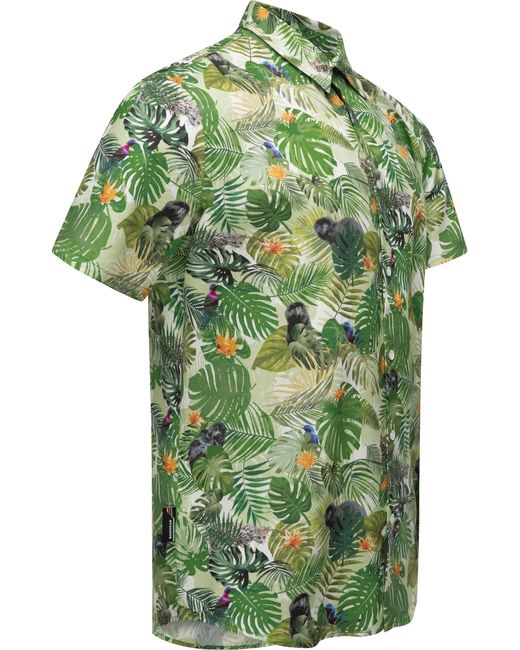 Ragwear Hawaiihemd Omerro Sommerliches Hemd mit hawaiianischem Print in Green für Herren