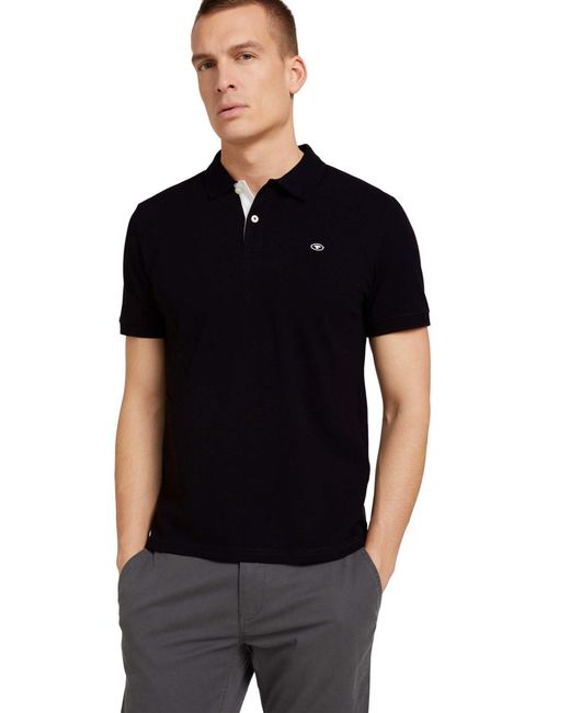 Tom Tailor Poloshirt basic polo with contrast in Black für Herren