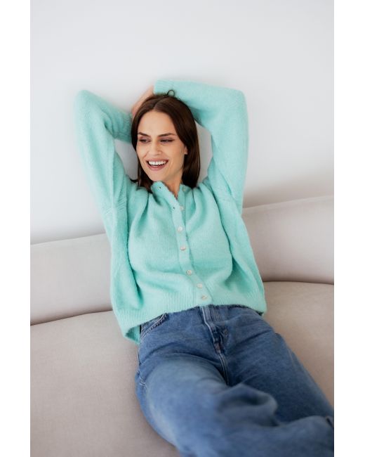 von Herzen Green Strickjacke weicher Cardigan mit Perlmuttknopfleiste – viele Farben – Onesize